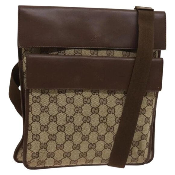 GUCCI GG Canvas Shoulder Bag Brown Silver 019 0489 Auth ki5690 - Picture 1 of 16